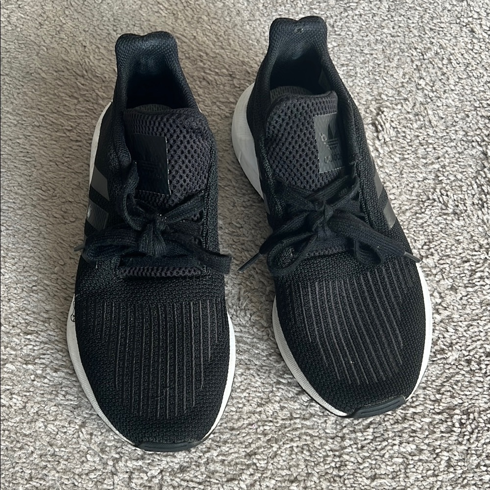 Adidas Black Sneakers with Knitted Upper and Cushioned Sole